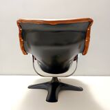 Karuselli Lounge Chair by Yrjö Kukkapuro for Haimi in Orange Leather, 1970s