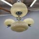 Chandelier Bauhaus Tchécoslovaquie années 1930 en verre opale et chrome.