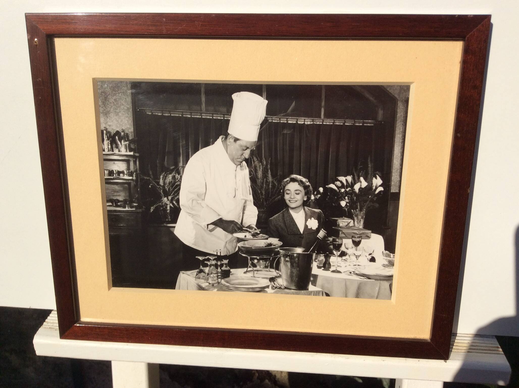 Black and white photo: Jean Gabin and Danièle Delorme