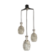 Suspension cascade acier et 3 globes en verre ciselé 1970
