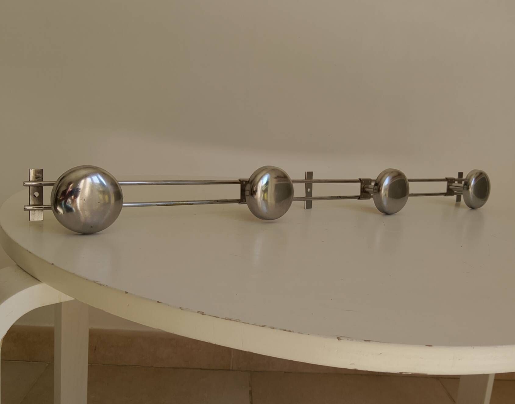 Vintage chrome wall coat rack from the 70s