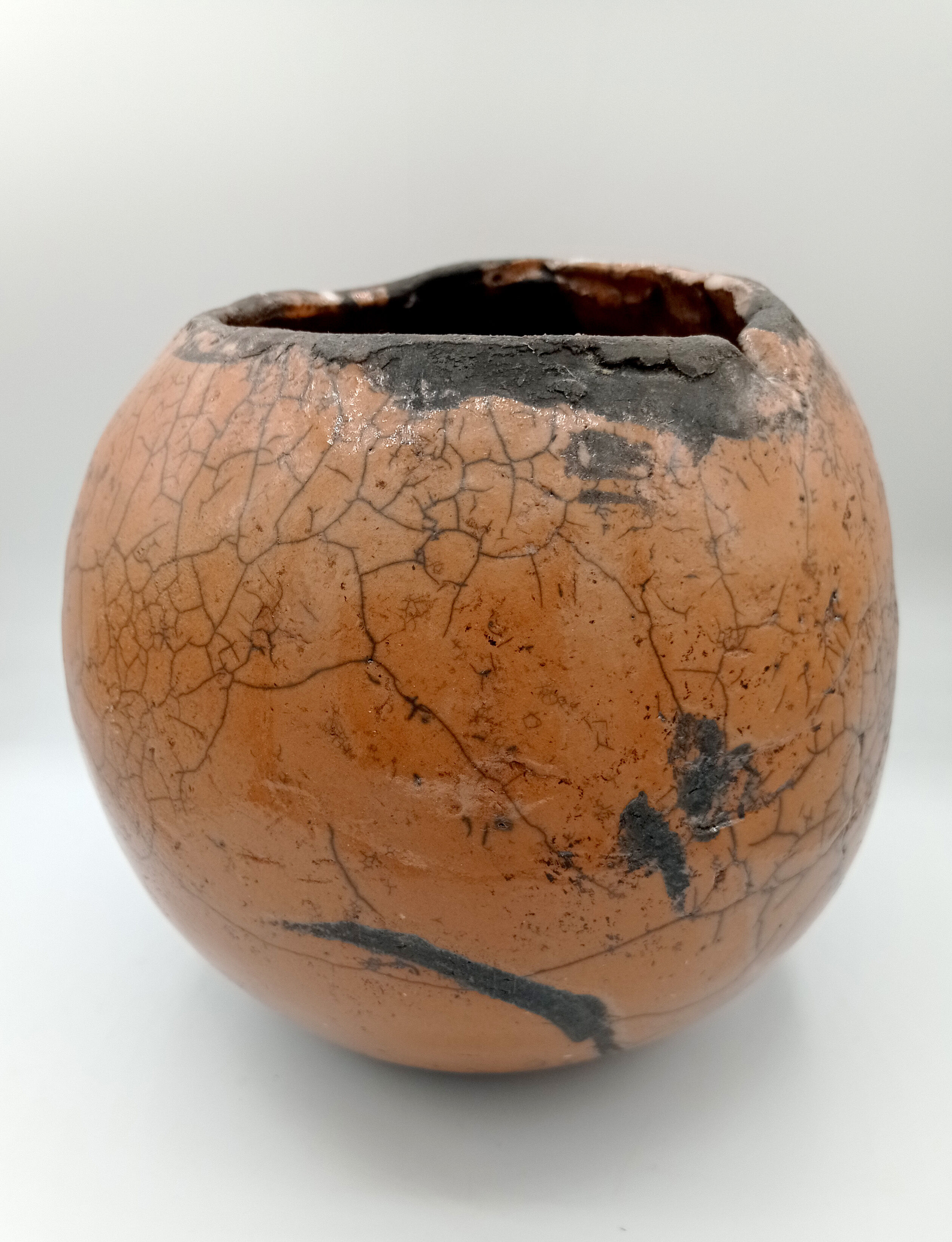 Raku ball vase