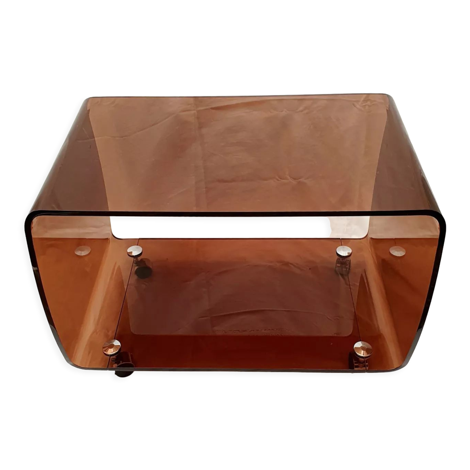 Meuble d'appoint en plexiglas fumé marron