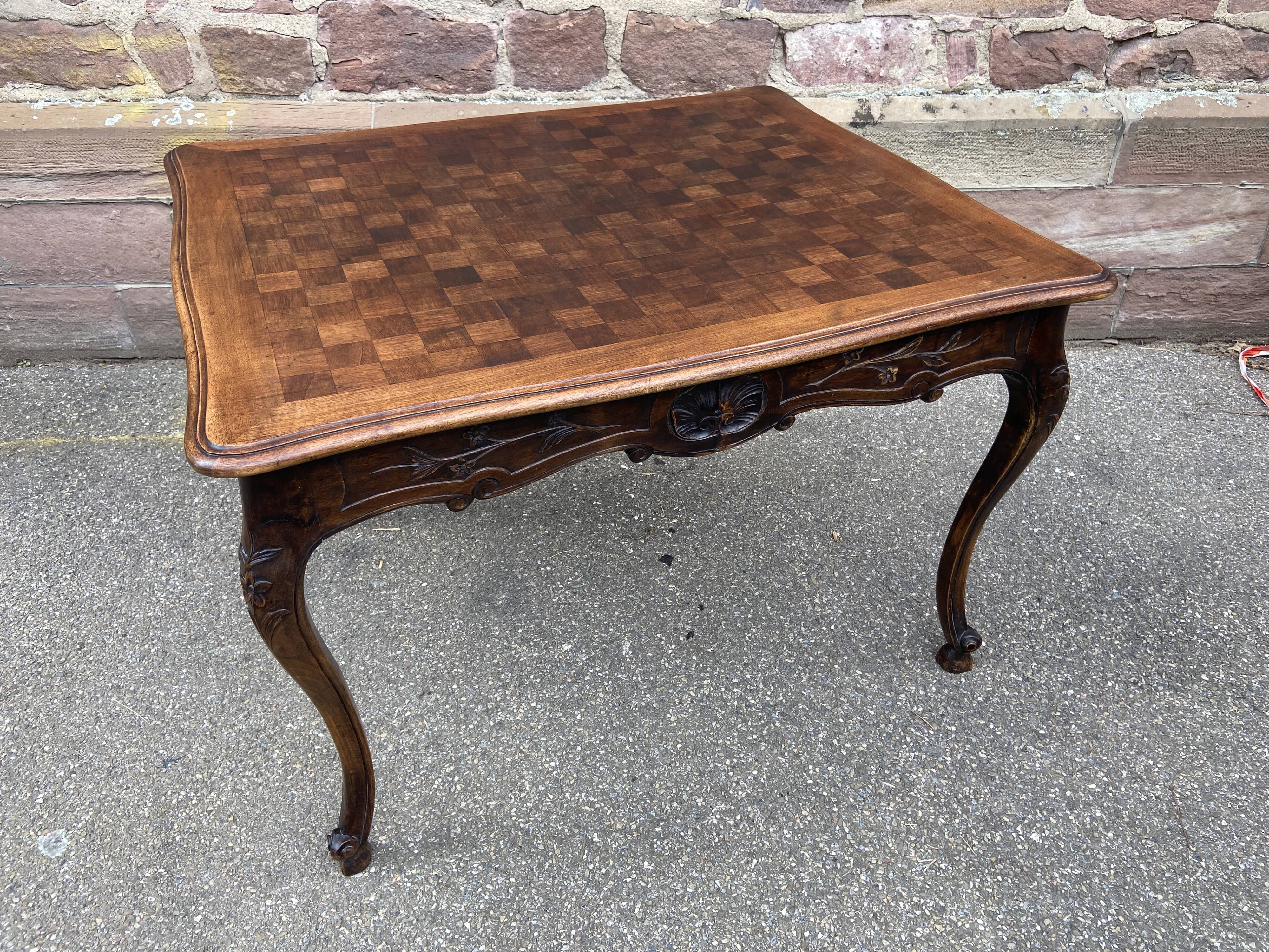 Rocaille louis xv style desk table in walnut provence 1920s