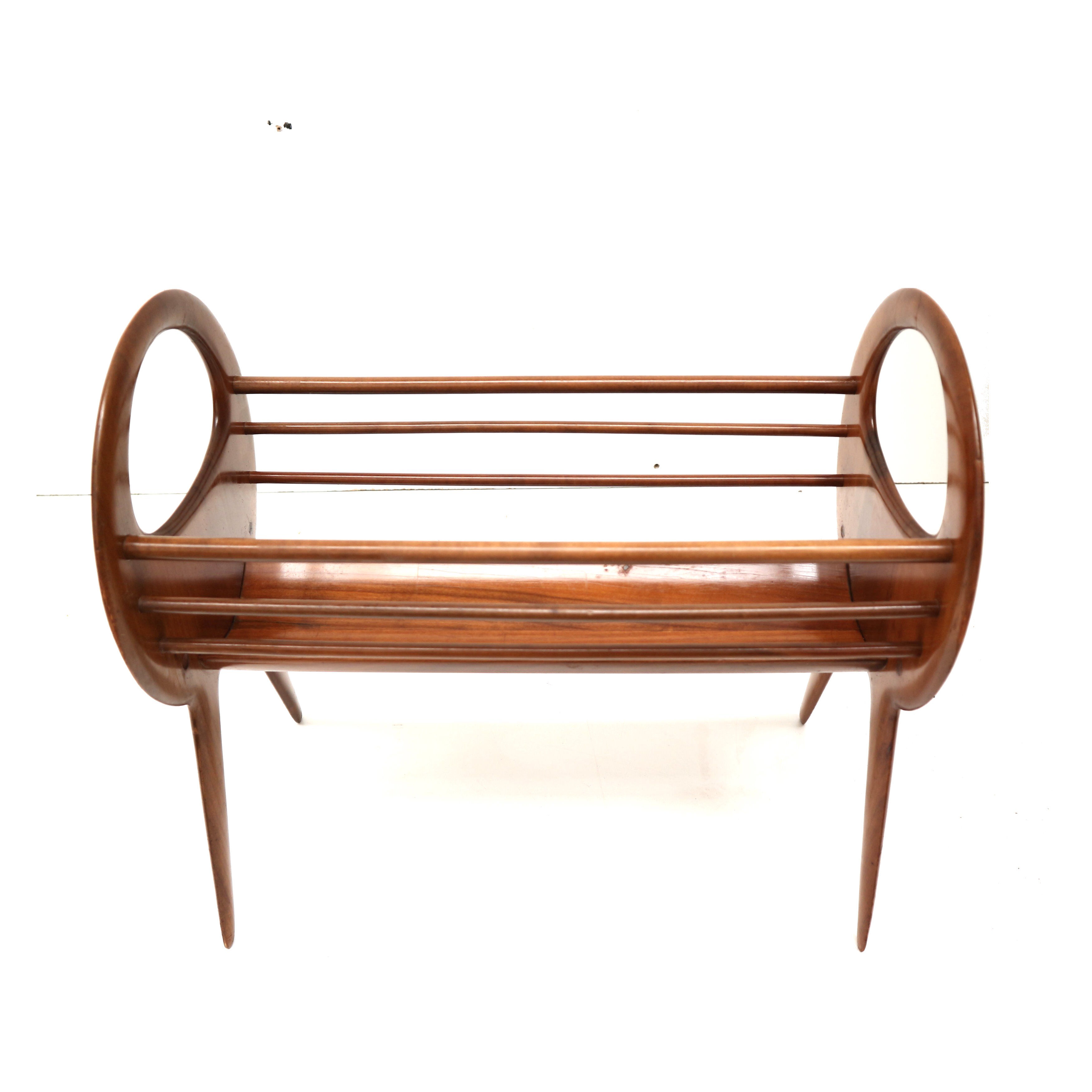 Vintage organically designed magazine rack / reading basket from the 1960s