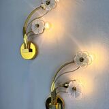 Pair of hibiscus floral sconces, Murano glass, Italy, circa 1970s