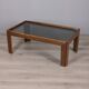 Vintage 1970s coffee table in wood and smoked glass, Italian design