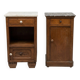 Set of 2 vintage wooden bedside tables with marble.
