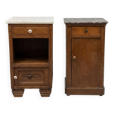 Lot de 2 tables de nuit vintage bois + marbre