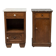 Set of 2 vintage wooden bedside tables with marble.