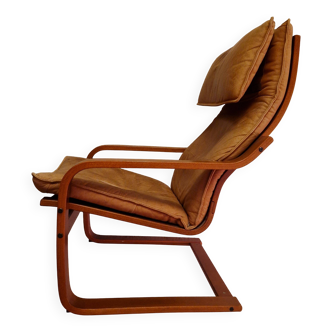 Vintage IKEA leather Poang armchair, EO early 1980s
