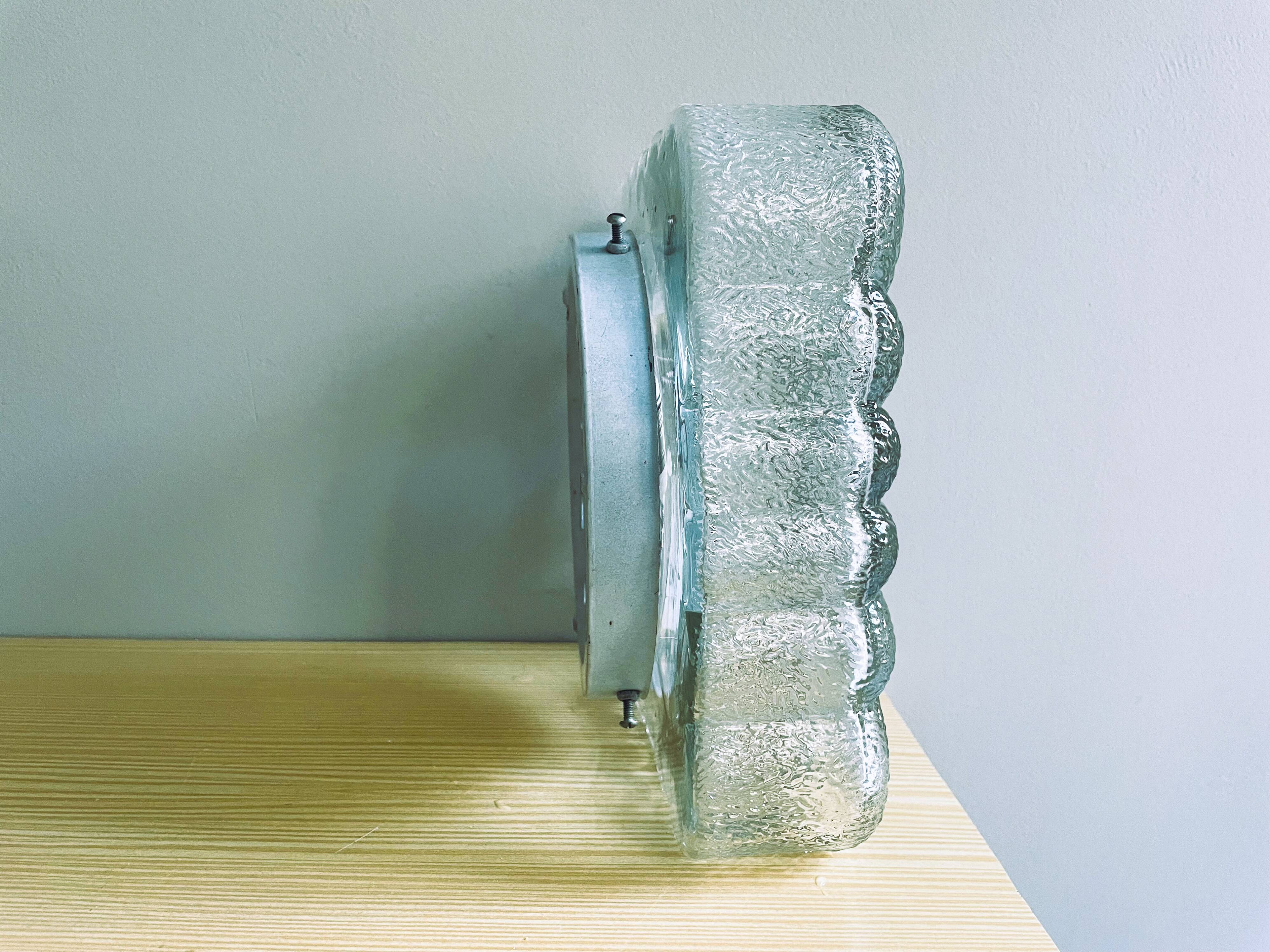 Spanish square textured glass flush mount lamp