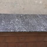 Commode style Louis Philippe 4 tiroirs marbre gris noyer bois brut