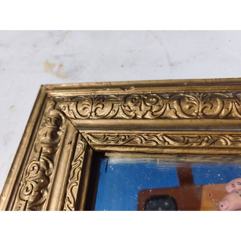 Miroir en bois et stuc doré