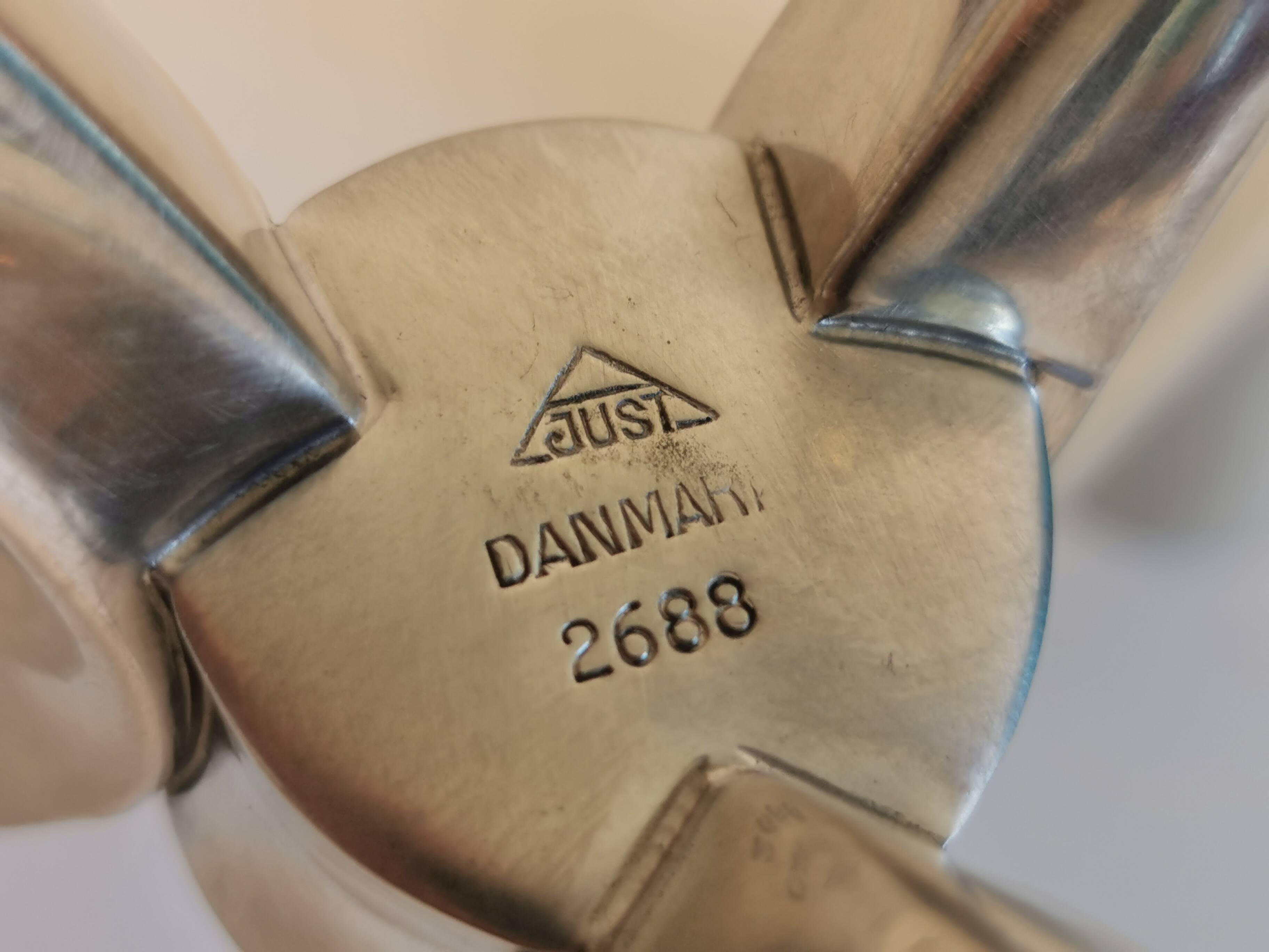 Candle holder with 3 arms, designed by Just Andersen/Denmark in the 1950s.