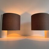 Pair of vintage table lamps, white and brown, “slim” by Gramigna for Quattrifolio, 1964 Italy