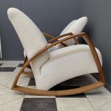 Pair of large rocking chairs reupholstered in White Boucle