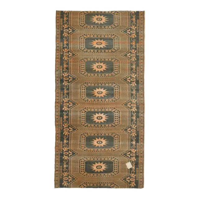 1970s Vintage Turkish Oushak Handmade Wool Cotton Orange Area Rug 170x340