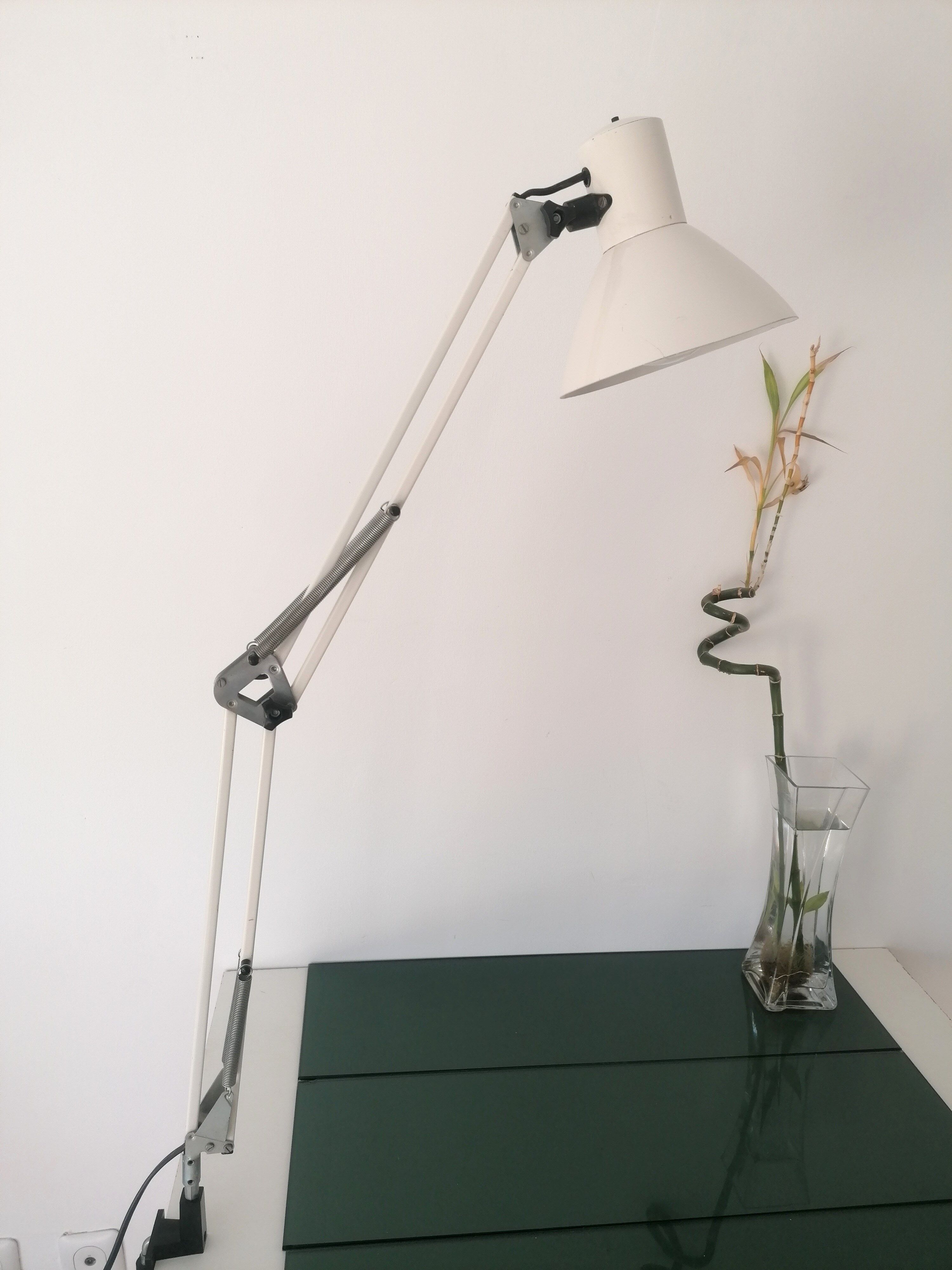 Architect articulated lamp - white lasked metal - made in RDA - 1980