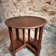 Vintage oak nesting tables set, round coffee table from the 1960s with two integrated side tables.