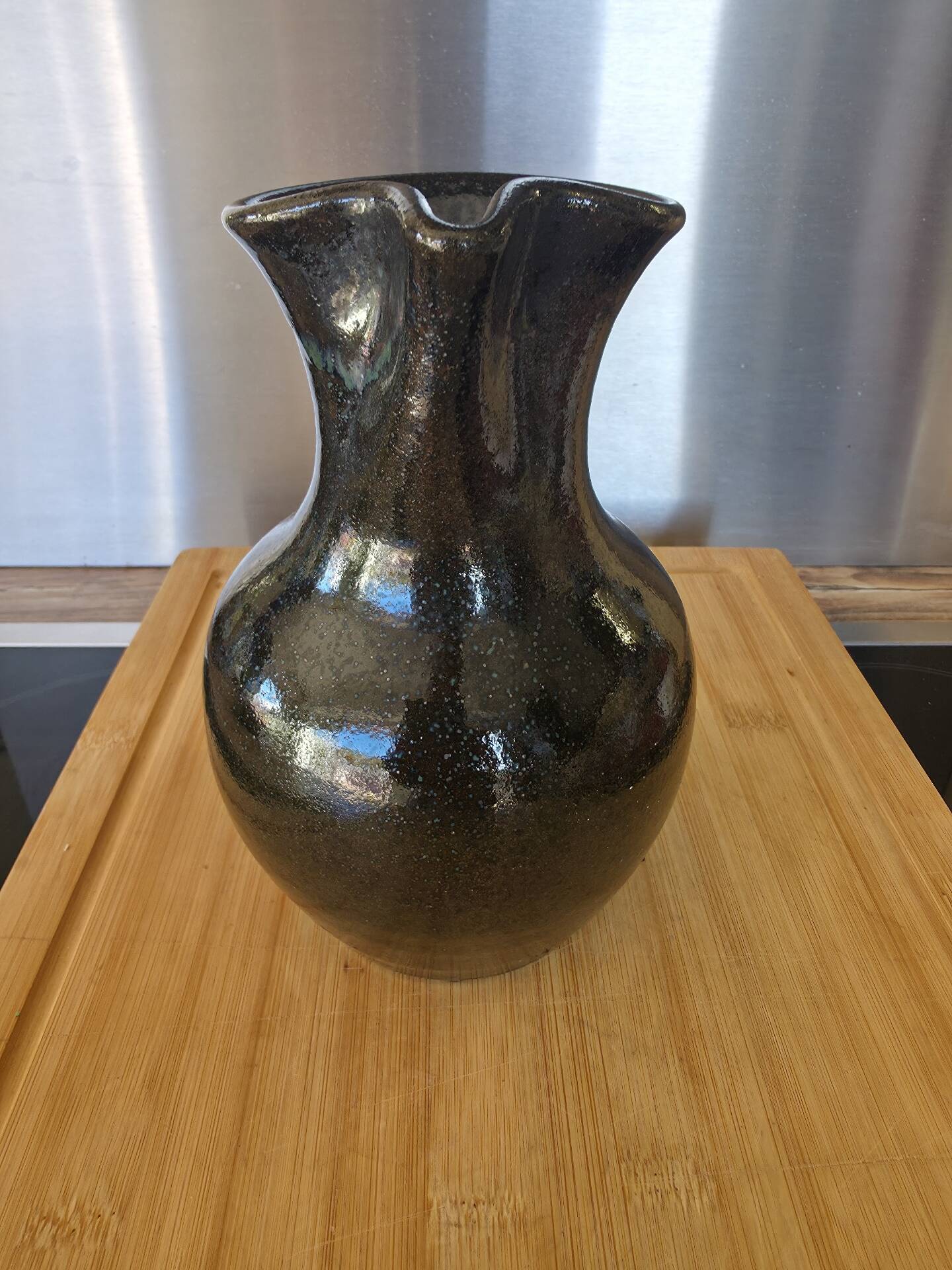 Vintage Jug in Glazed Stoneware – Brutalist / Rustic Chic Style