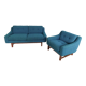 Norwegian living room set in blue fabric, vintage scandinavian 1960s