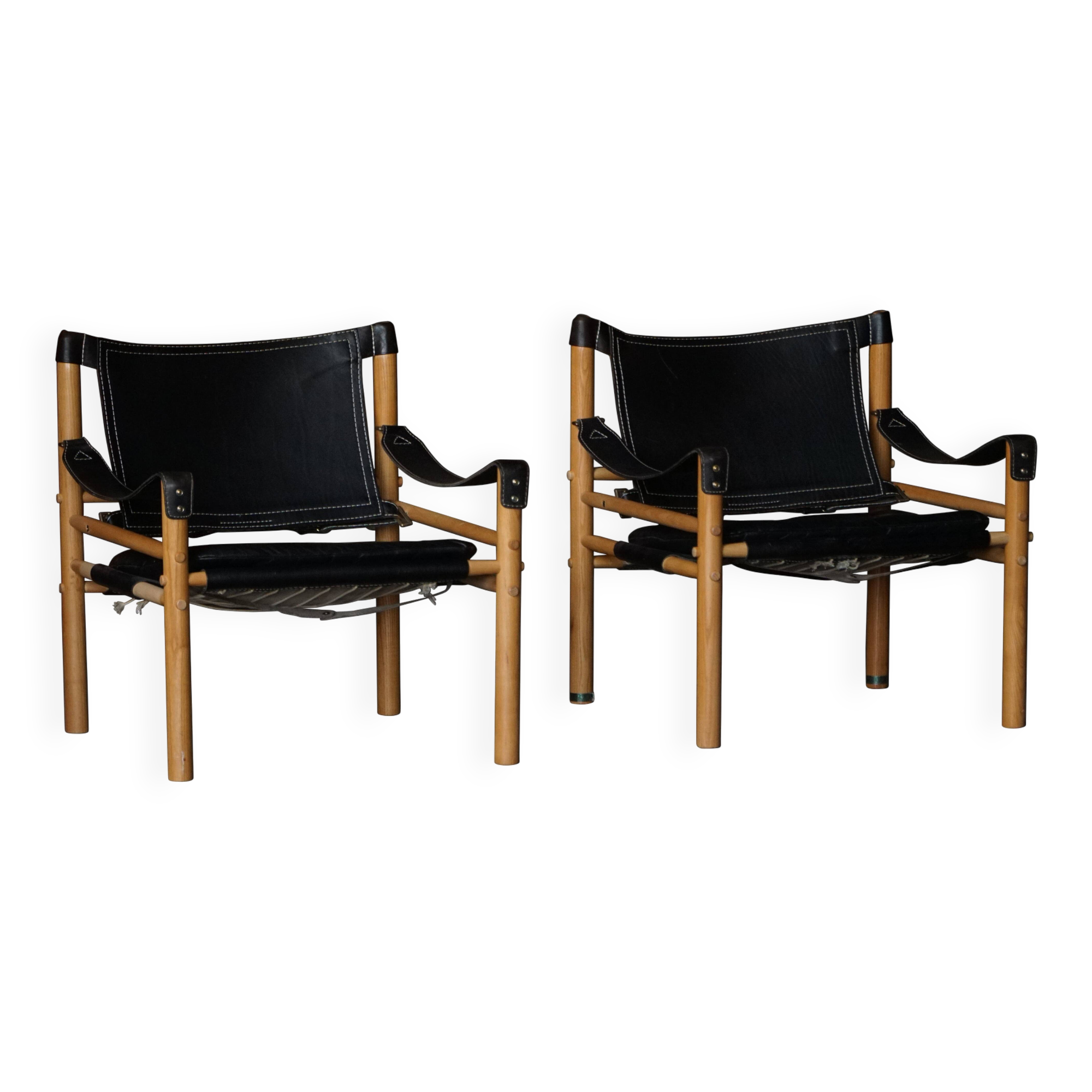 Set of Sirocco safari chairs by Arne Norell for Arne Norell AB, Sweden, 1960s.