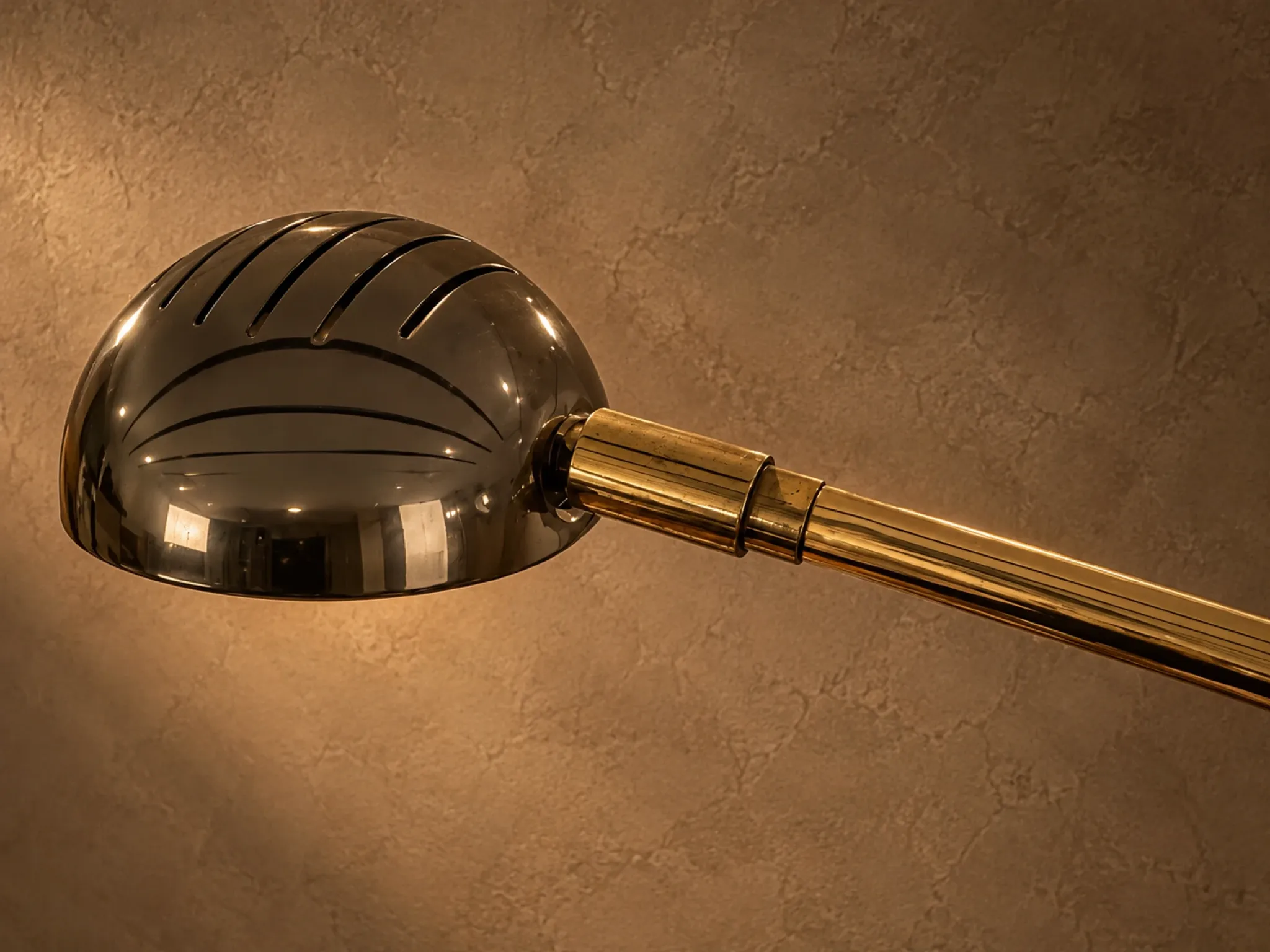 Three-arc floor lamp brass marble Italy circa 1980