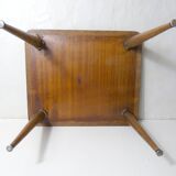 wooden side table with compass legs, 1950s/60s design