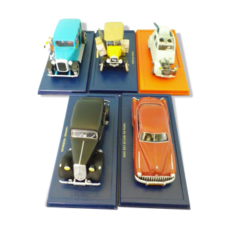 Lot of 5 Tintin collection cars, 1/43rd, original cases