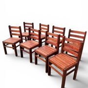 Suite de 8 chaises brutalistes bois exotique massif (essingan) 1960