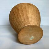 Asymmetrical basket empty pocket carved wood handcrafted
