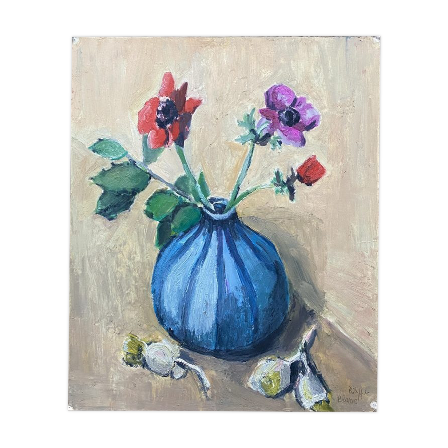 Oil on cardboard Bouquet of flowers