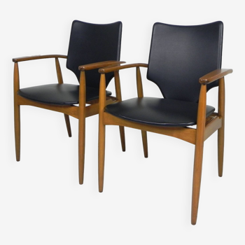 Set of 2 Scandinavian office chairs, armchairs, 1960s