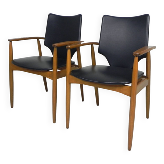 Set of 2 Scandinavian office chairs, armchairs, 1960s