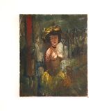 Seated Nude By Fernand Labat, Oil On Canvas 1920s Art Deco Impressionism