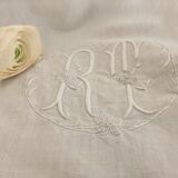 Old linen monogram sheet medallion