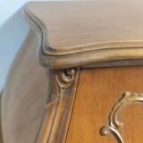 Vintage Baroque Solid Walnut Dresser with Inlaid Designs, Italy