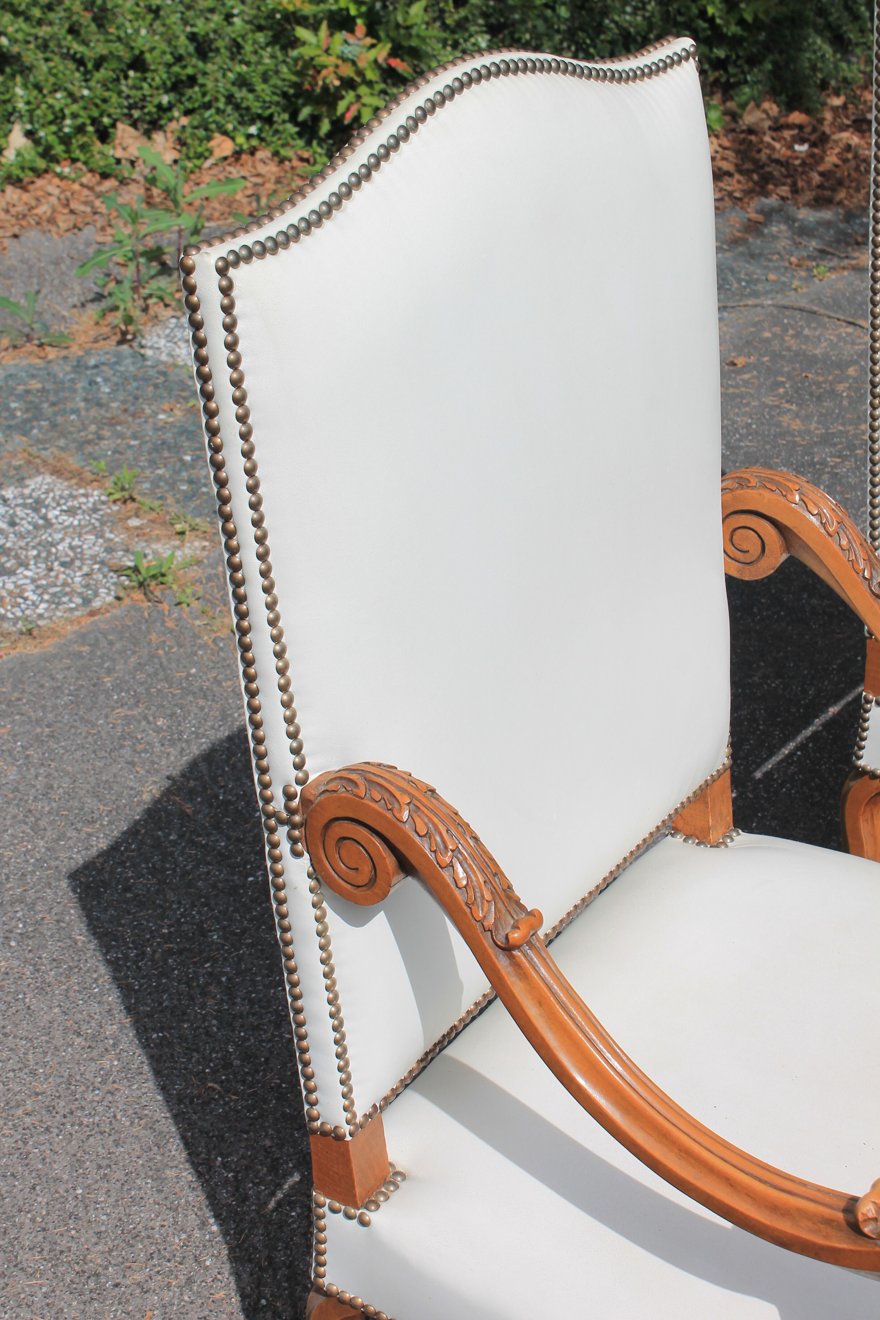 Pair of white skai armchairs