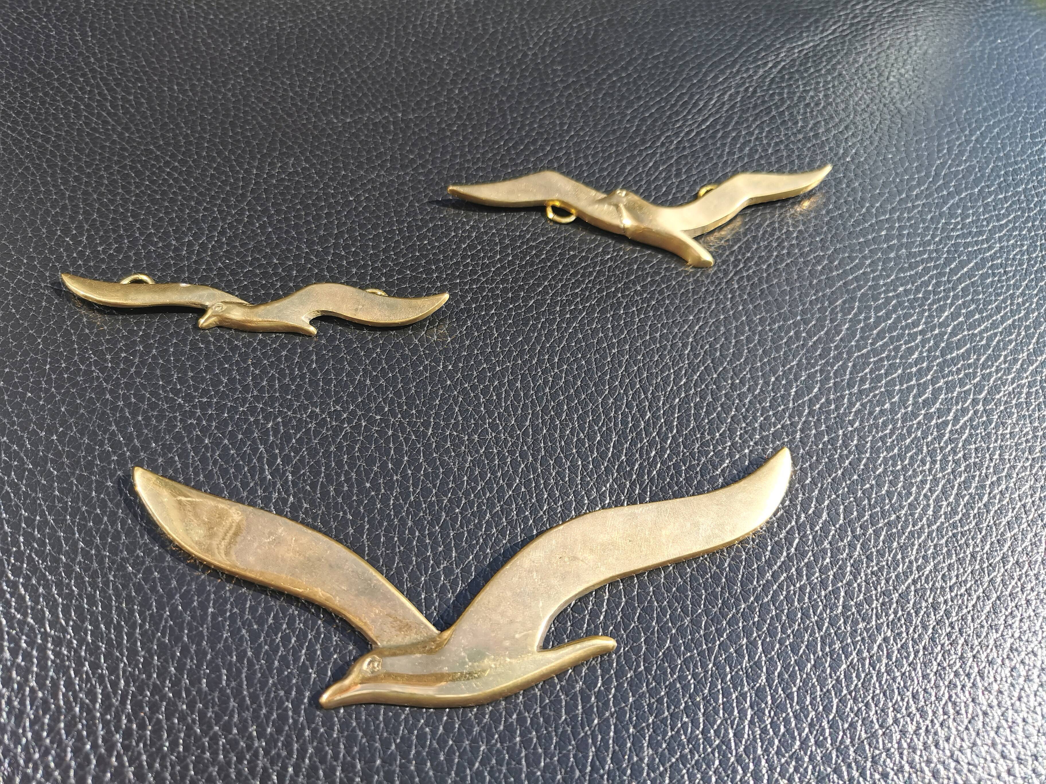 Set of 3 brass birds