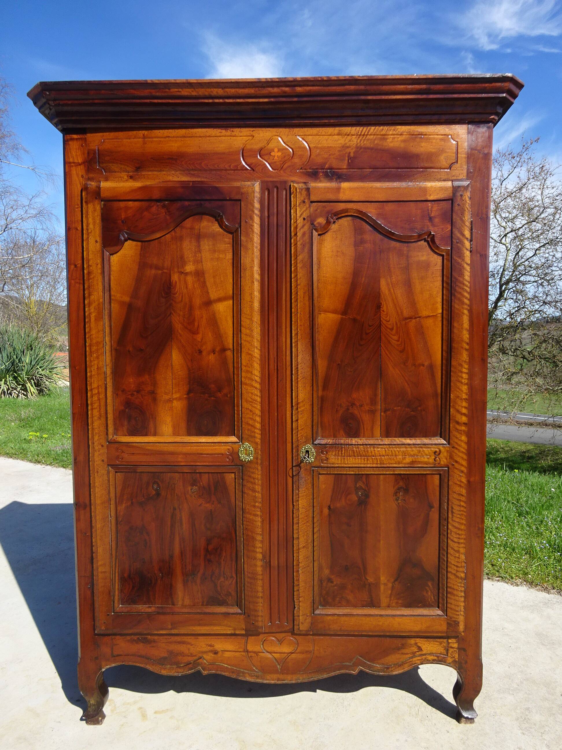 Antique solid walnut cabinet, Louis XV style