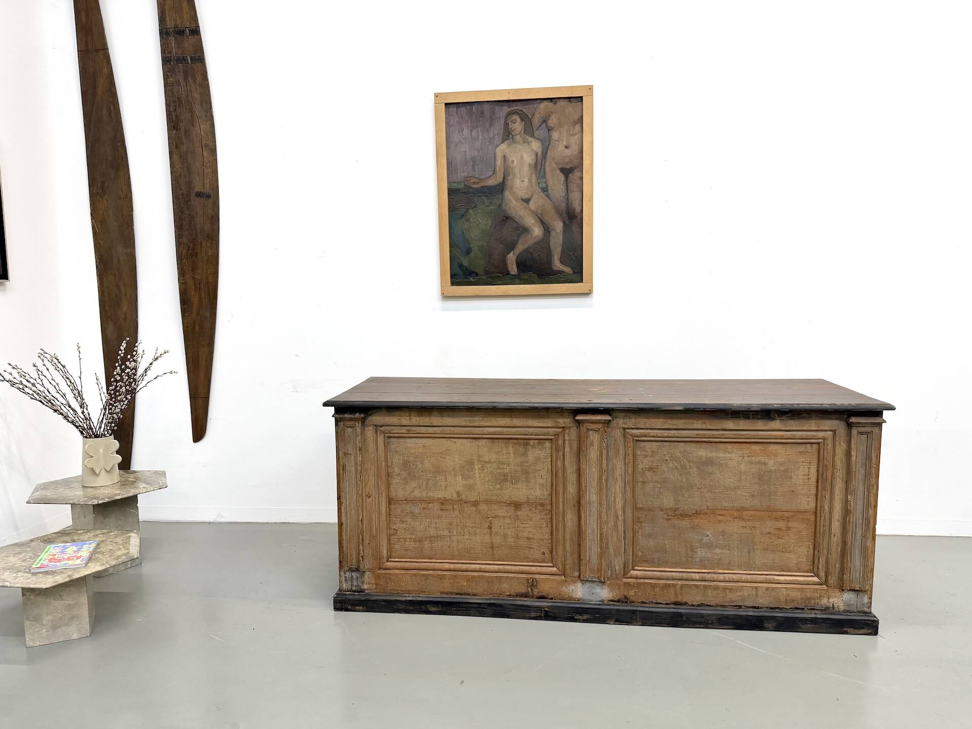 Large Antique Pine Trading Counter