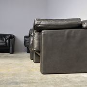 Moroso sofa set and armchairs in black leather, 1984