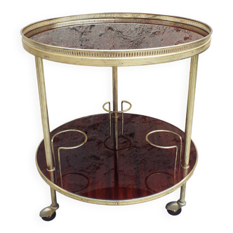 Round rolling trolley in brass and formica 1960s