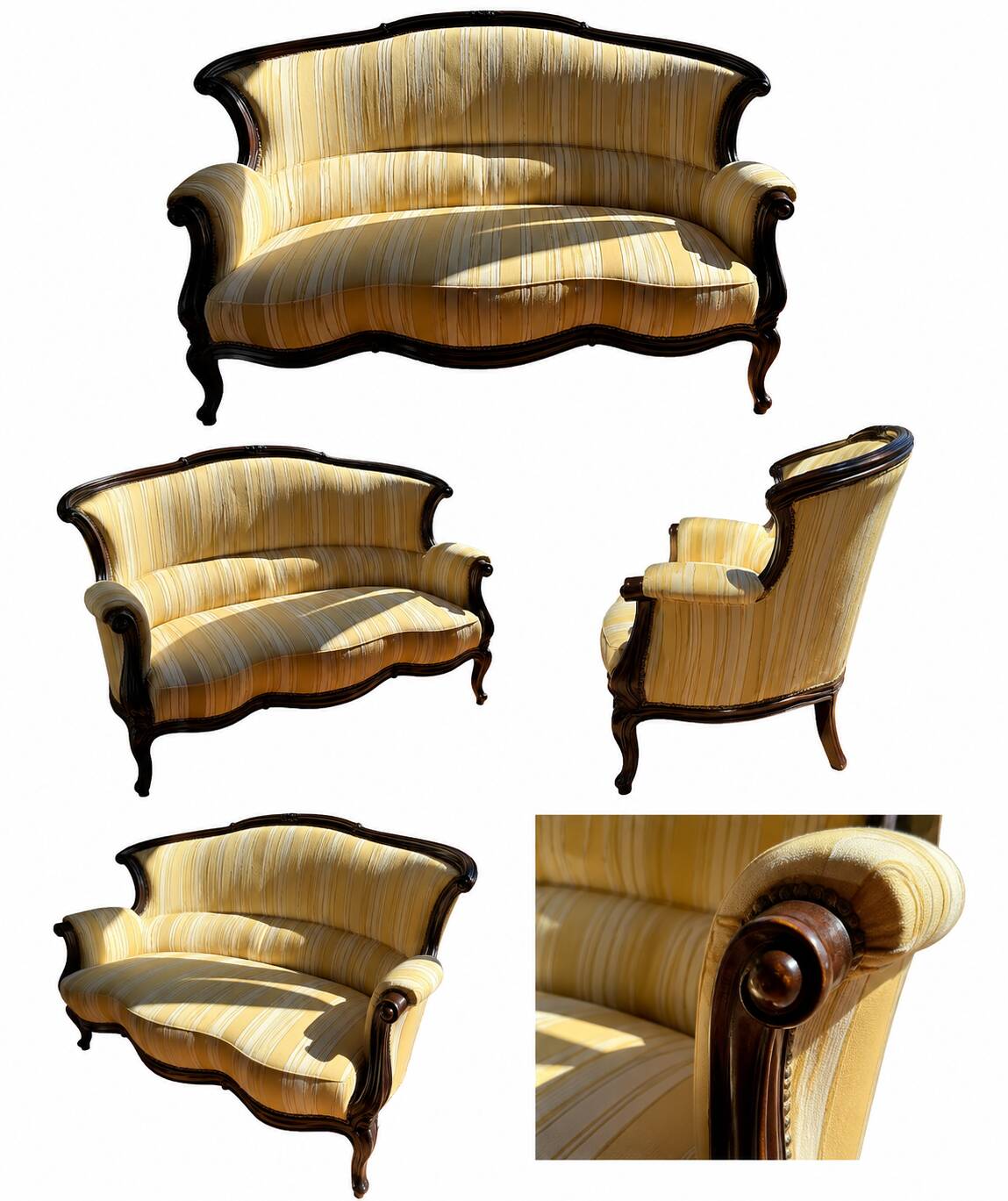 Elegant Louis XV style basket sofa