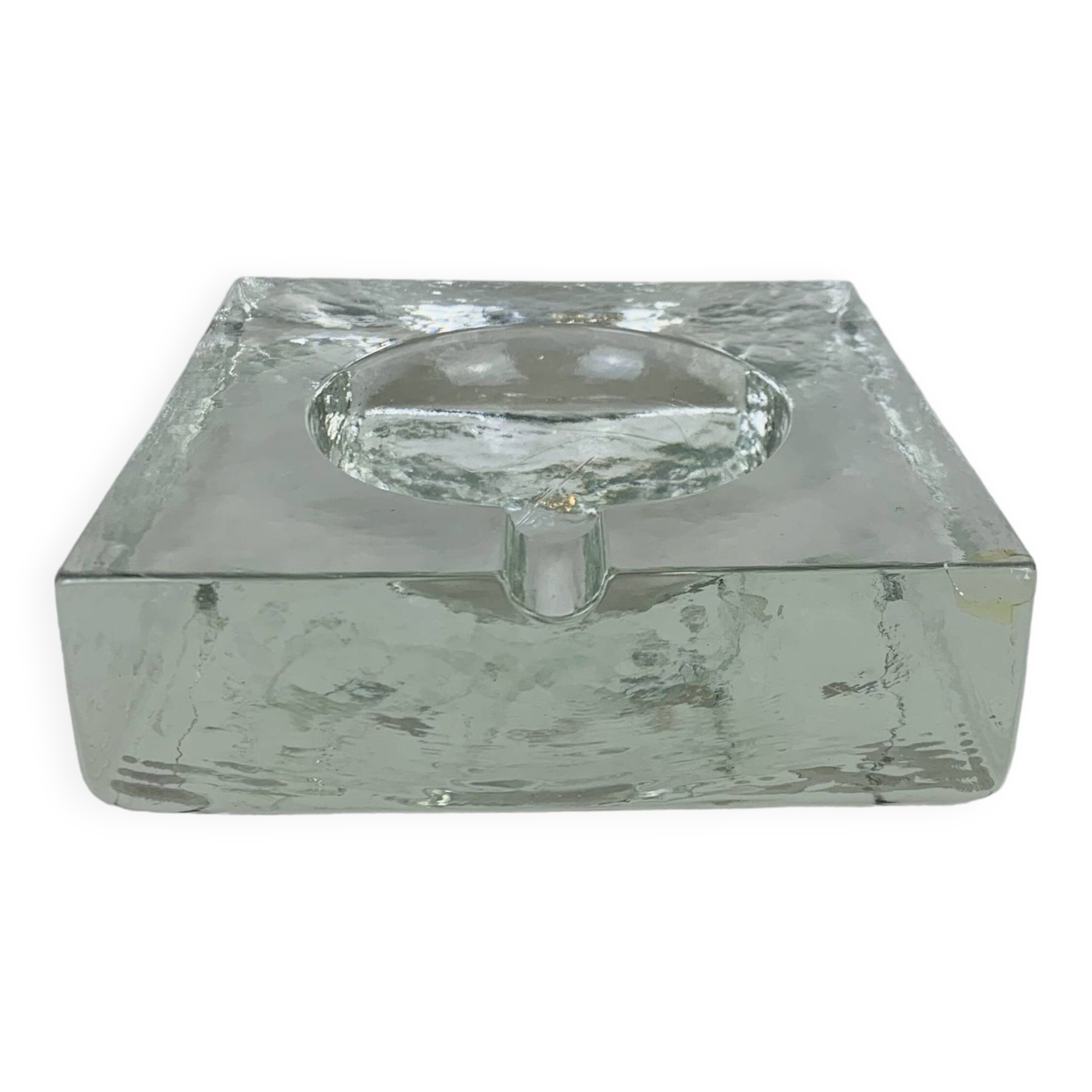 Brutalist glass ashtray from the 70s