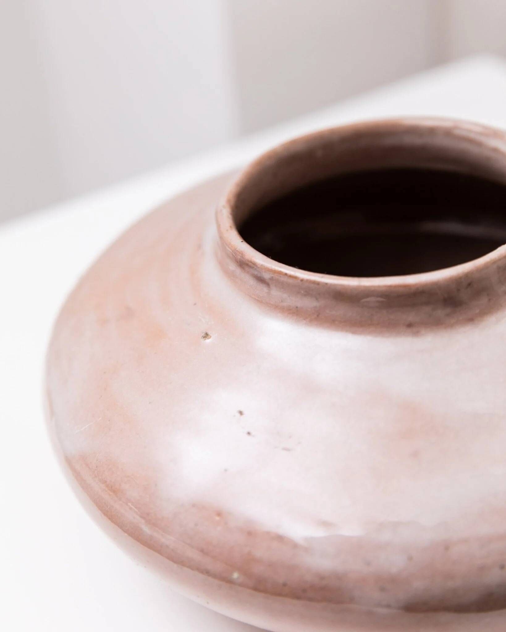 Gudrun Schenk Studio Ceramic Vase in beige-pink glaze - German Mid-Century Flower Vase, 1950s