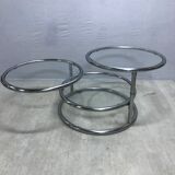 Round coffee table 3 vintage trays