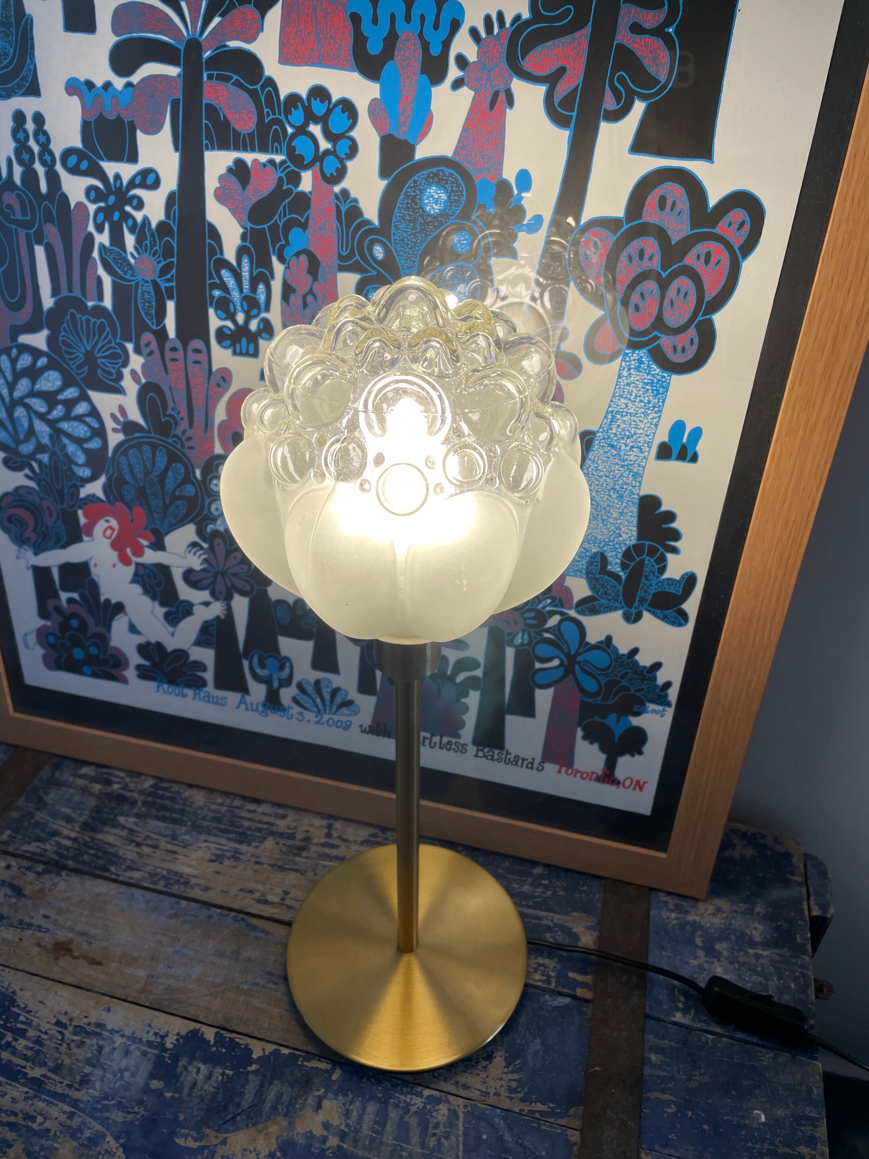Table lamp bubbled glass globe