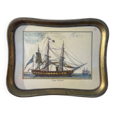Golden metal frame and boat